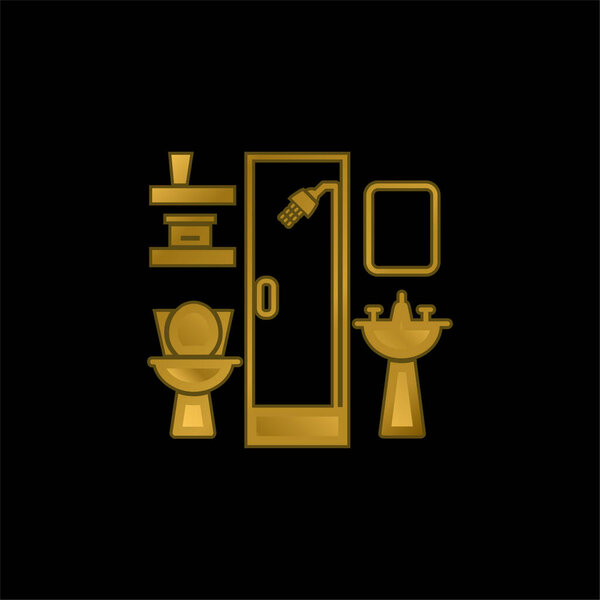 Bathroom Furniture gold plated metalic icon or logo vector