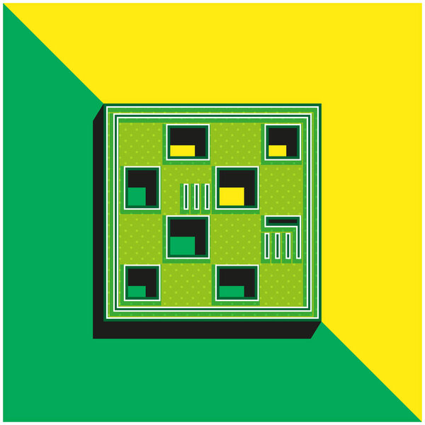 Bookcase Green and yellow modern 3d vector icon logo