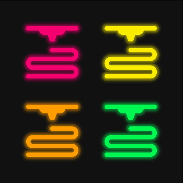 3d Printer four color glowing neon vector icon