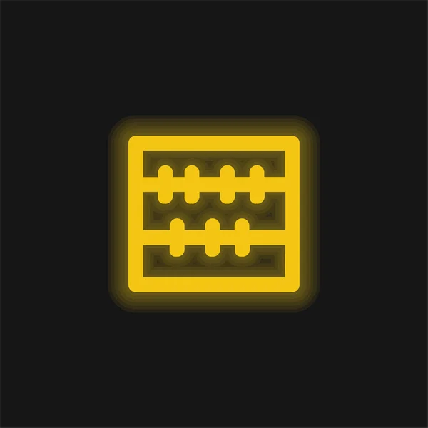 Abacus Mathe Werkzeug Gelb Leuchtendes Neon Symbol — Stockvektor