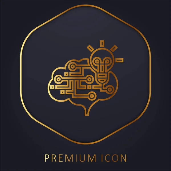 Логотип Иконка Золотая Линия Мозга — стоковый вектор