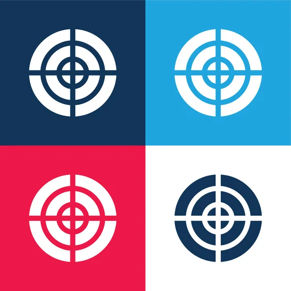 Aim Blue Red Four Color Minimal Icon Set — Stock Vector