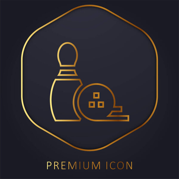 Bowling Pin golden line premium logo or icon