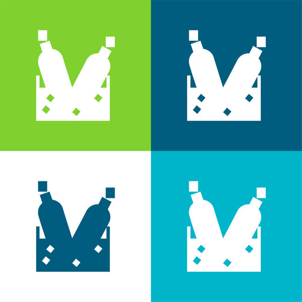 Bottles With Ice Cubes Flat four color minimal icon set