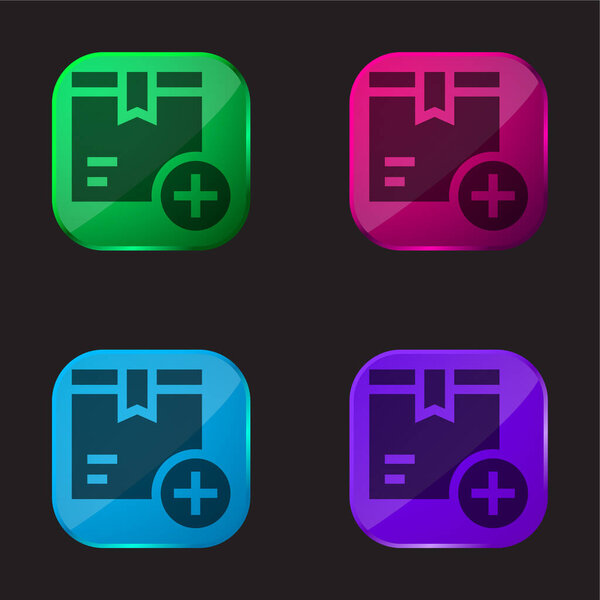 Box four color glass button icon