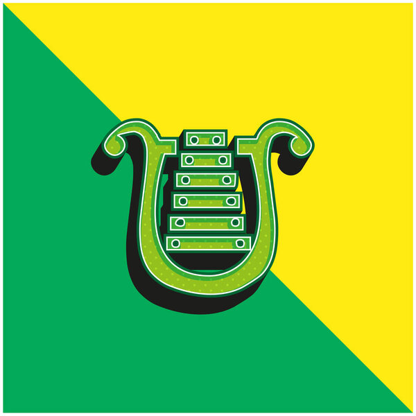 Bell Lyre Green and yellow modern 3d vector icon logo