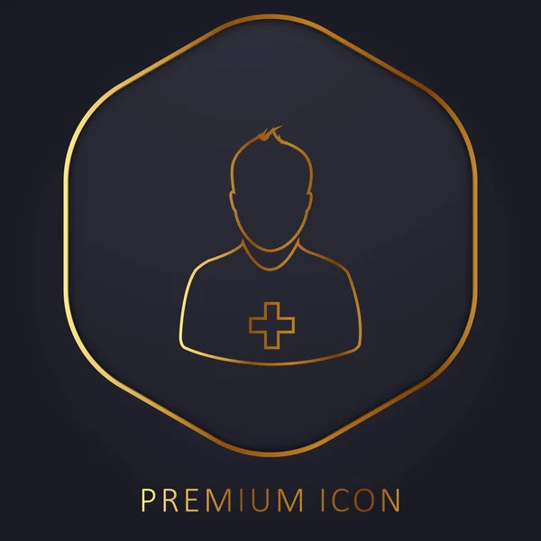 Añadir Usuario Línea Oro Logotipo Premium Icono — Vector de stock