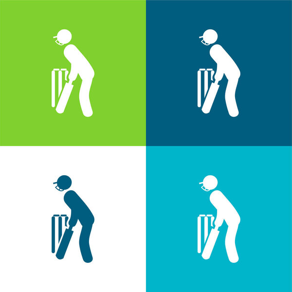 Bats Man Flat four color minimal icon set