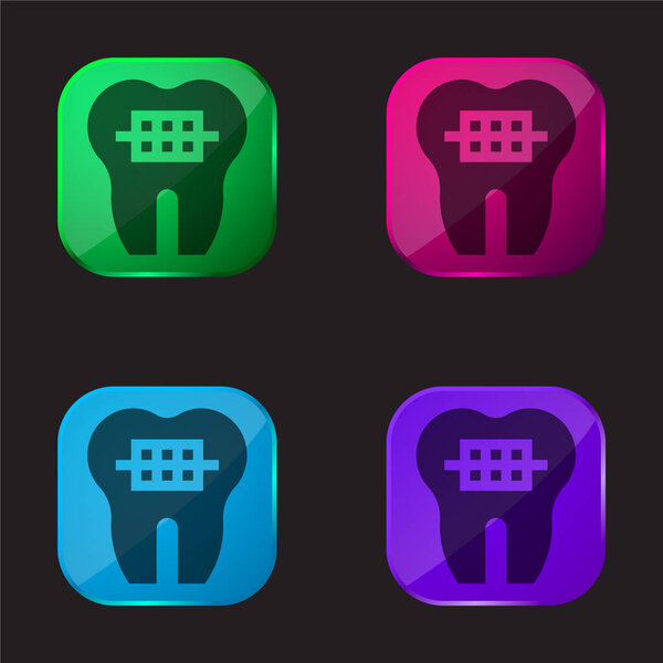 Braces four color glass button icon