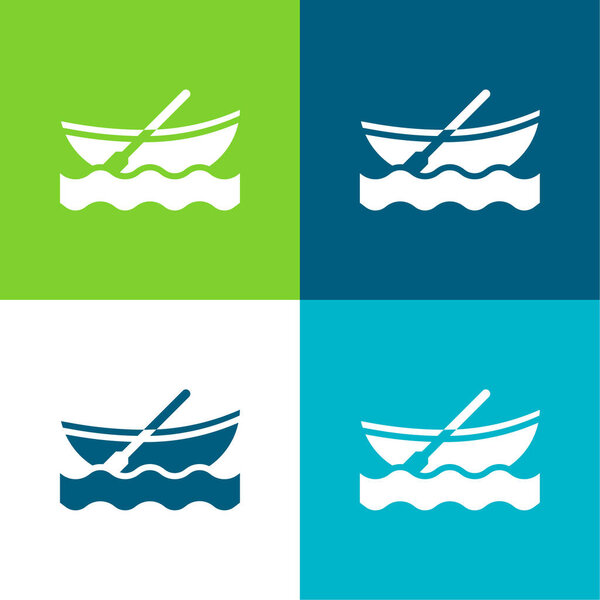 Boat Flat four color minimal icon set