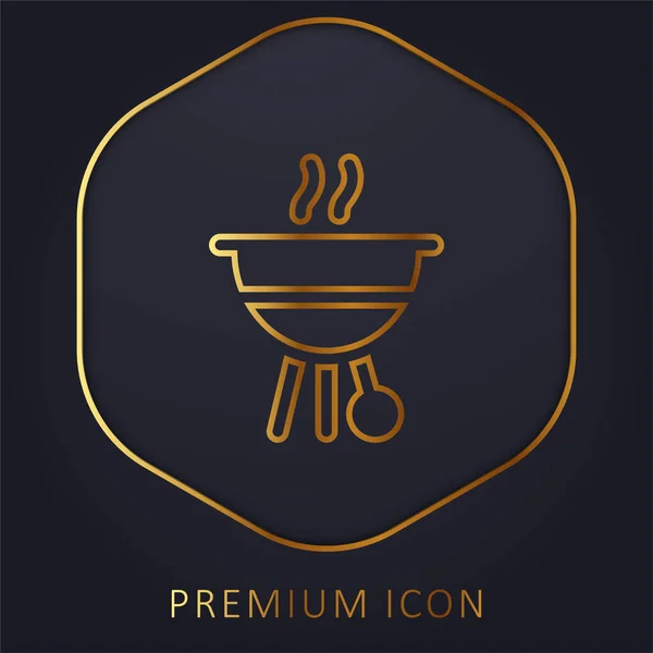Barbecue Ligne Dorée Logo Premium Icône — Image vectorielle