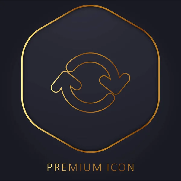 Flechas Círculo Línea Dorada Logotipo Premium Icono — Vector de stock