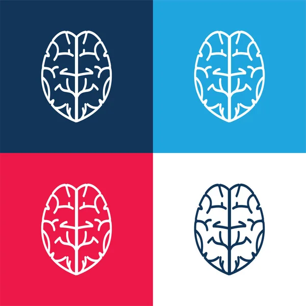 stock vector Brain blue and red four color minimal icon set