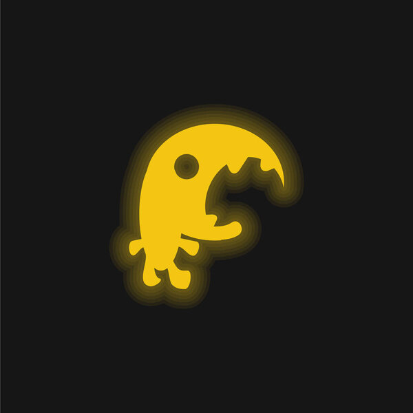 Big Mouth Monster yellow glowing neon icon