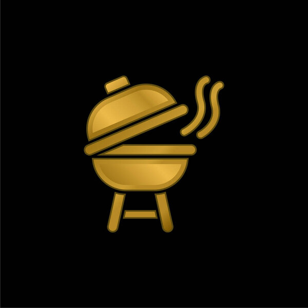 Bbq gold plated metalic icon or logo vector