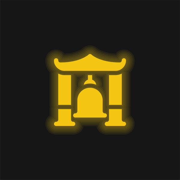 Bell yellow glowing neon icon