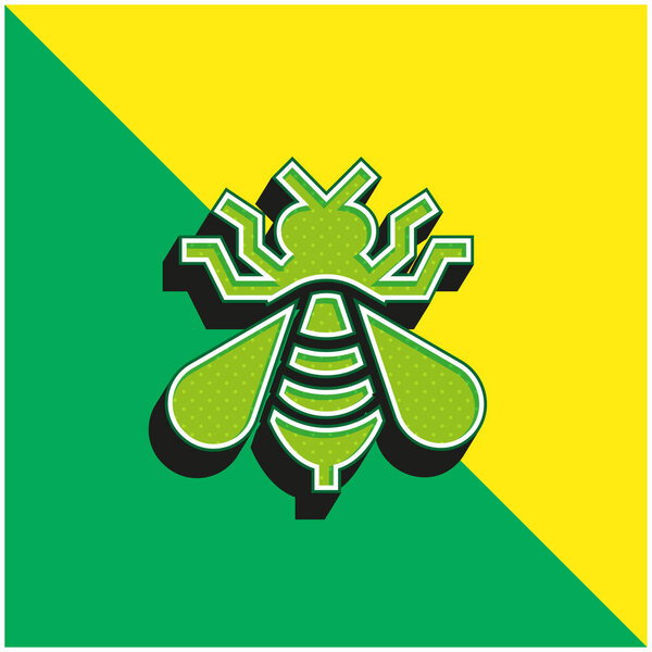 Bee Green and yellow modern 3d vector icon logo