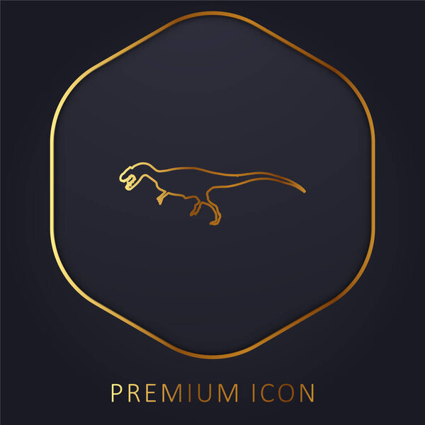 Allosaurus Dinosaur Shape golden line premium logo or icon