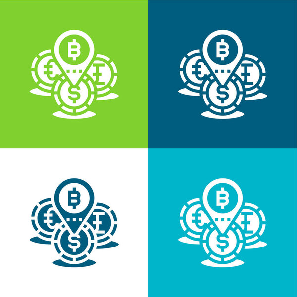 Плоский четырехцветный минимальный набор значков