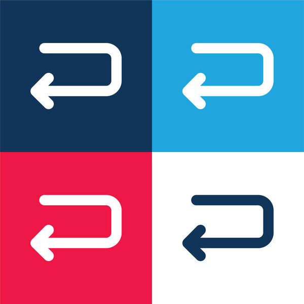 Обратная стрелка влево Возвращающаяся Angle синий и красный четыре цвета минимальный набор значков