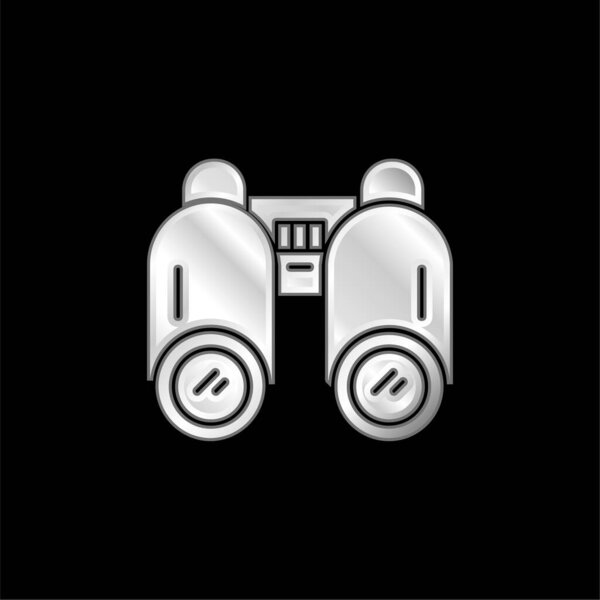 Binoculars silver plated metallic icon
