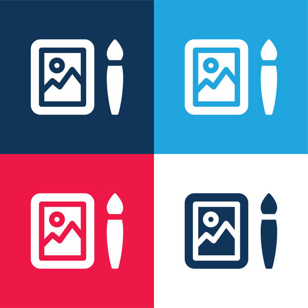 Art blue and red four color minimal icon set