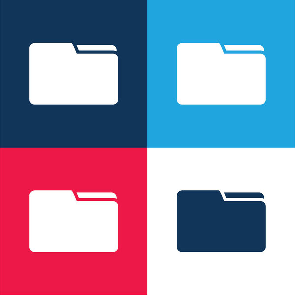 Black Folder Interface Symbol blue and red four color minimal icon set