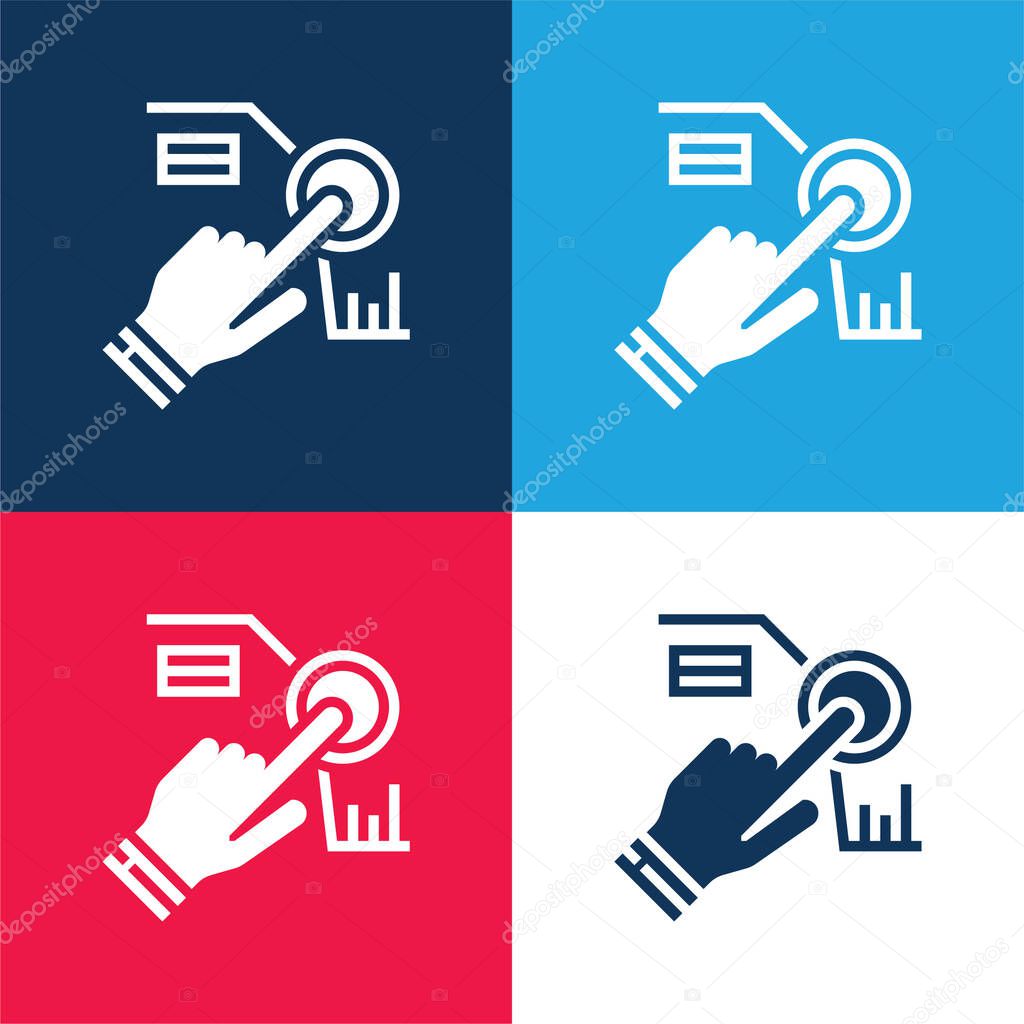 Assistant blue and red four color minimal icon set