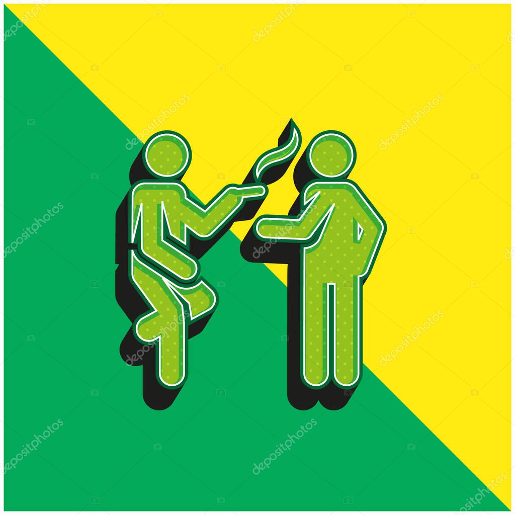 Break Green and yellow modern 3d vector icon logo