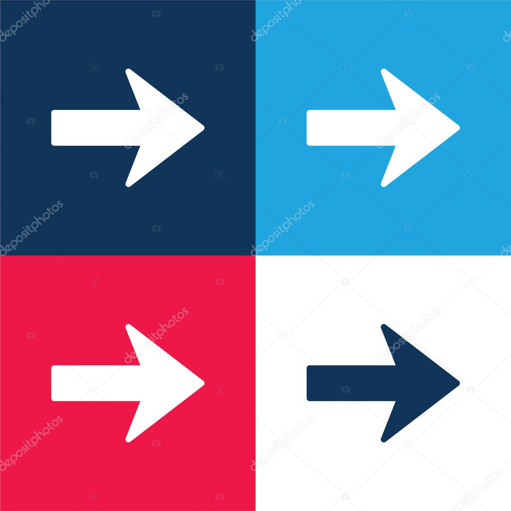 Arrow Pointing To Right blue and red four color minimal icon set