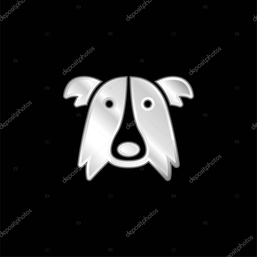 Border Collie Dog Head silver plated metallic icon