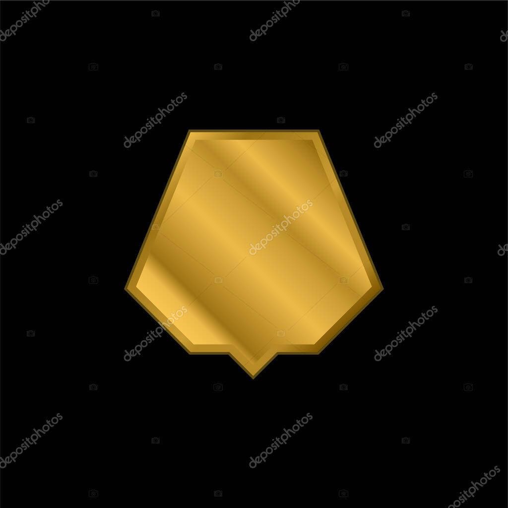 Black Nonagon gold plated metalic icon or logo vector