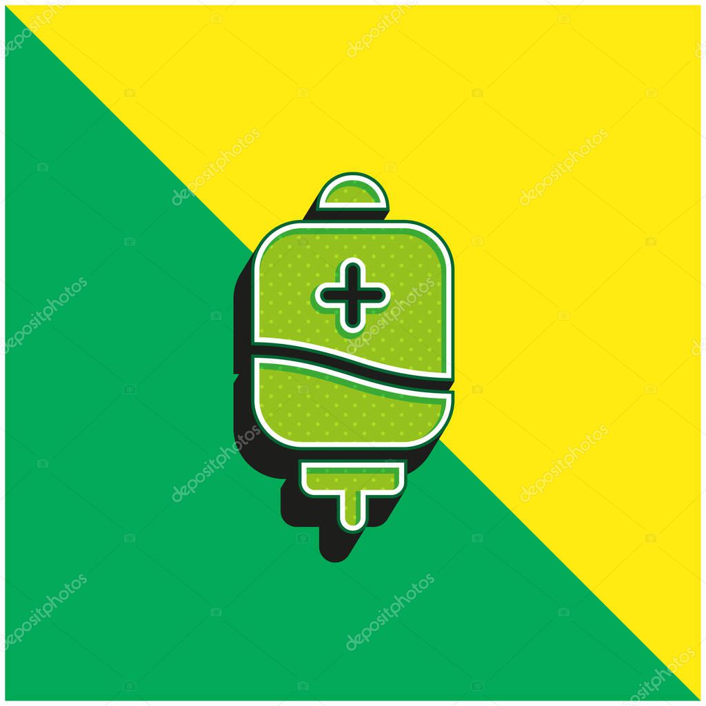 Blood Bag Green and yellow modern 3d vector icon logo
