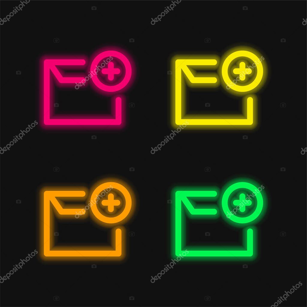 Add Email four color glowing neon vector icon