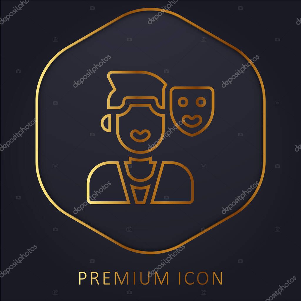 Actor golden line premium logo or icon