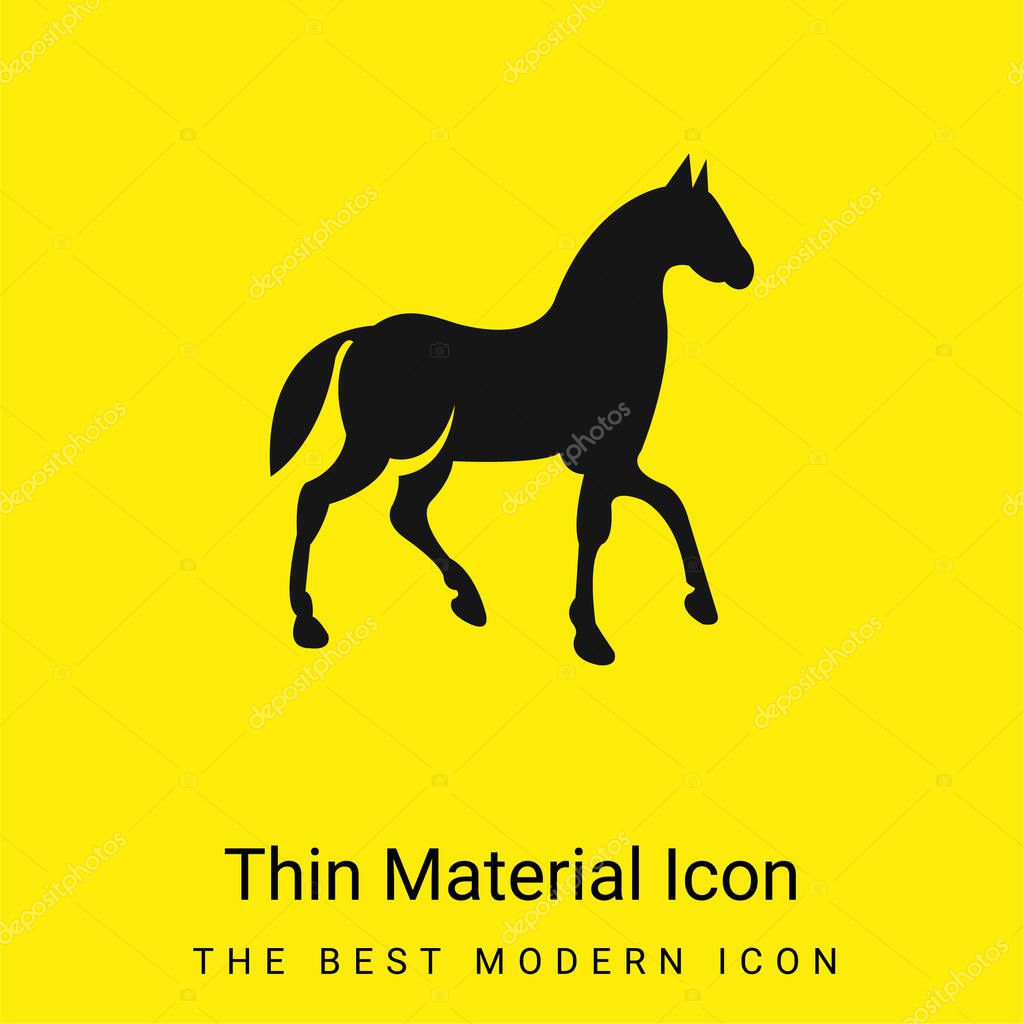 Black Race Horse On Walking Pose Side View minimal bright yellow material icon