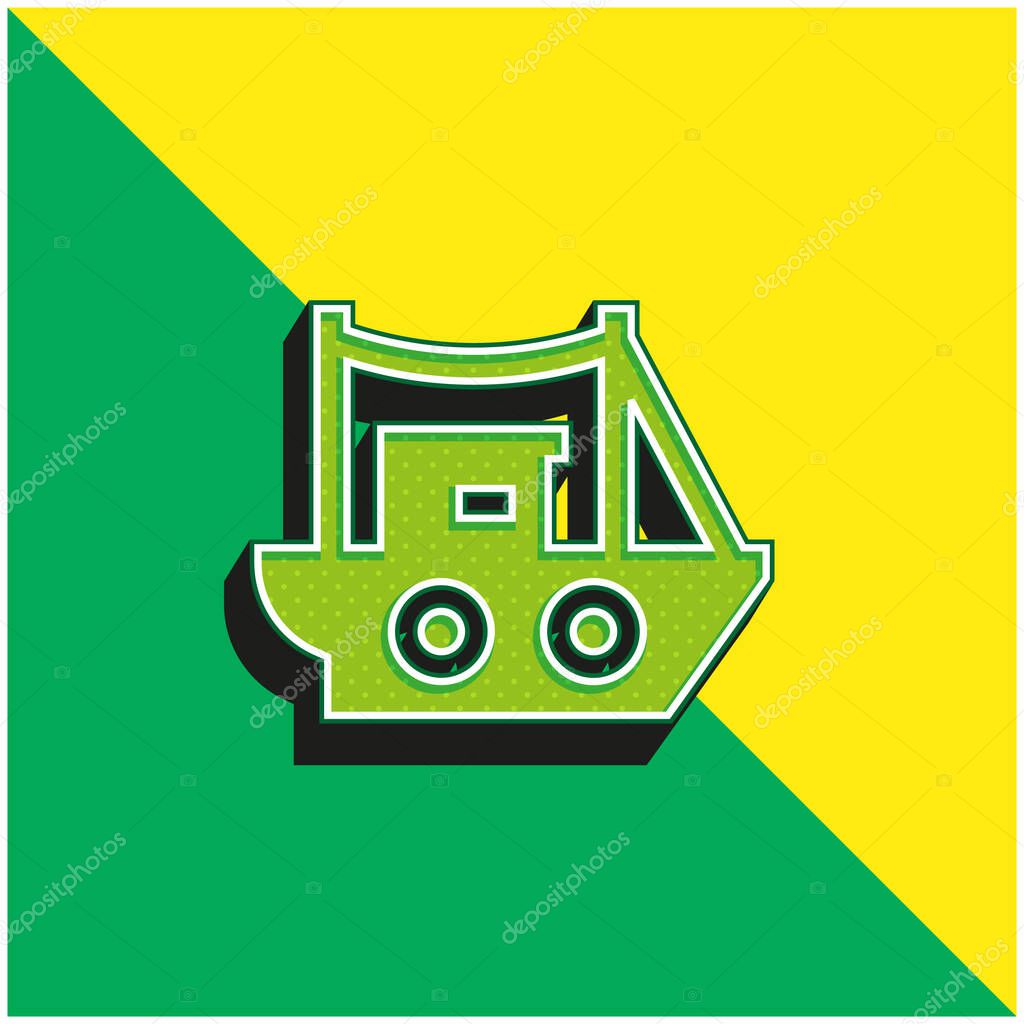 Boat Green and yellow modern 3d vector icon logo
