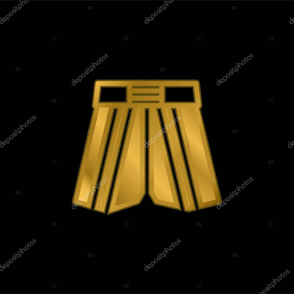 Boxing Shorts gold plated metalic icon or logo vector