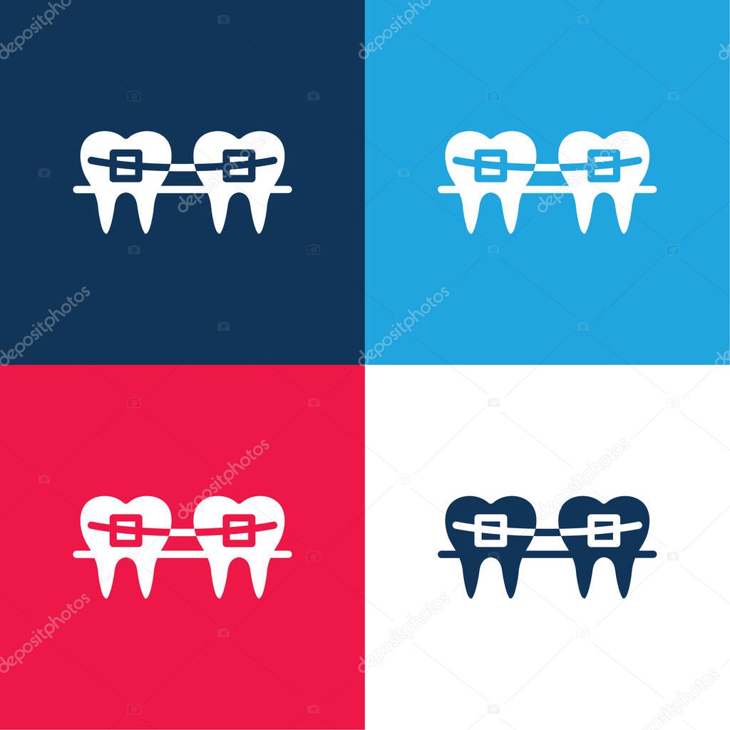 Braces blue and red four color minimal icon set