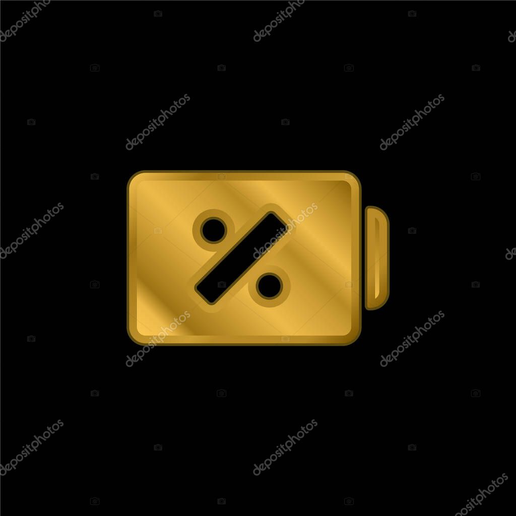 Battery Status Symbol With Percentage Sign gold plated metalic icon or logo vector