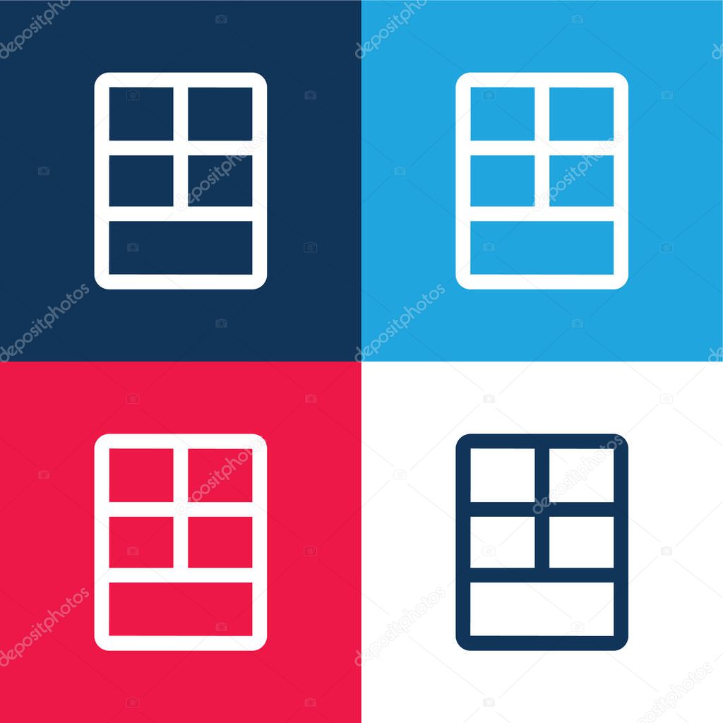 Big Layout blue and red four color minimal icon set