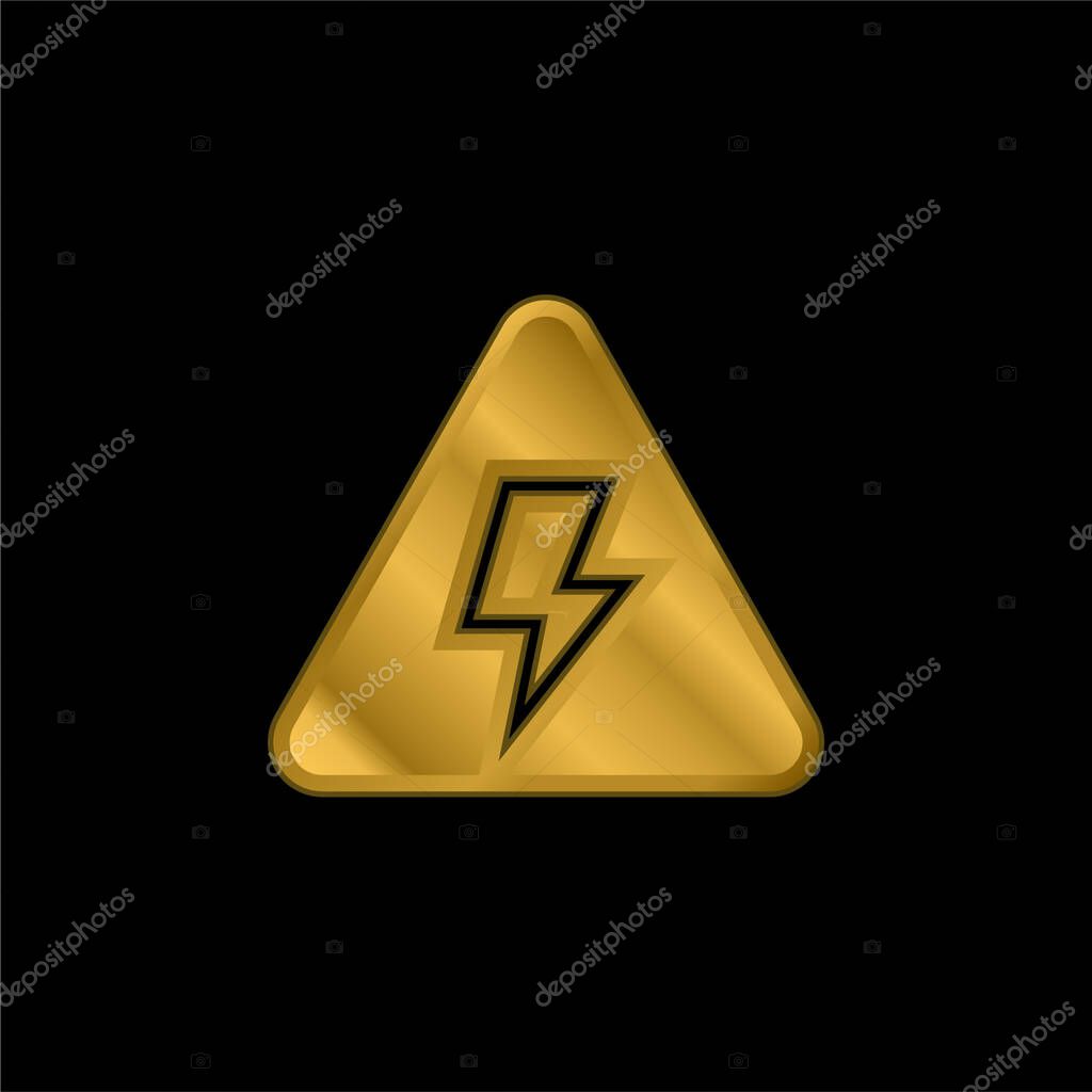 Bolt gold plated metalic icon or logo vector