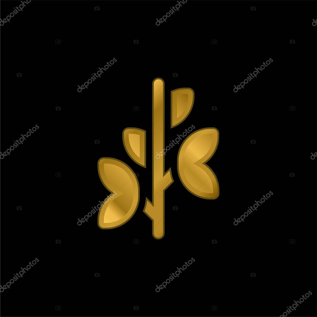 Branch gold plated metalic icon or logo vector