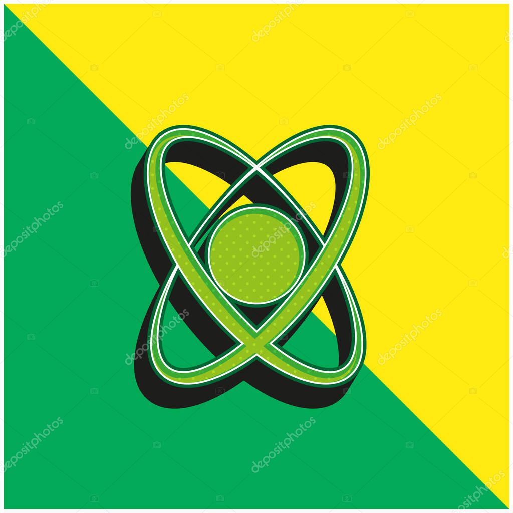Atom Shape Green and yellow modern 3d vector icon logo