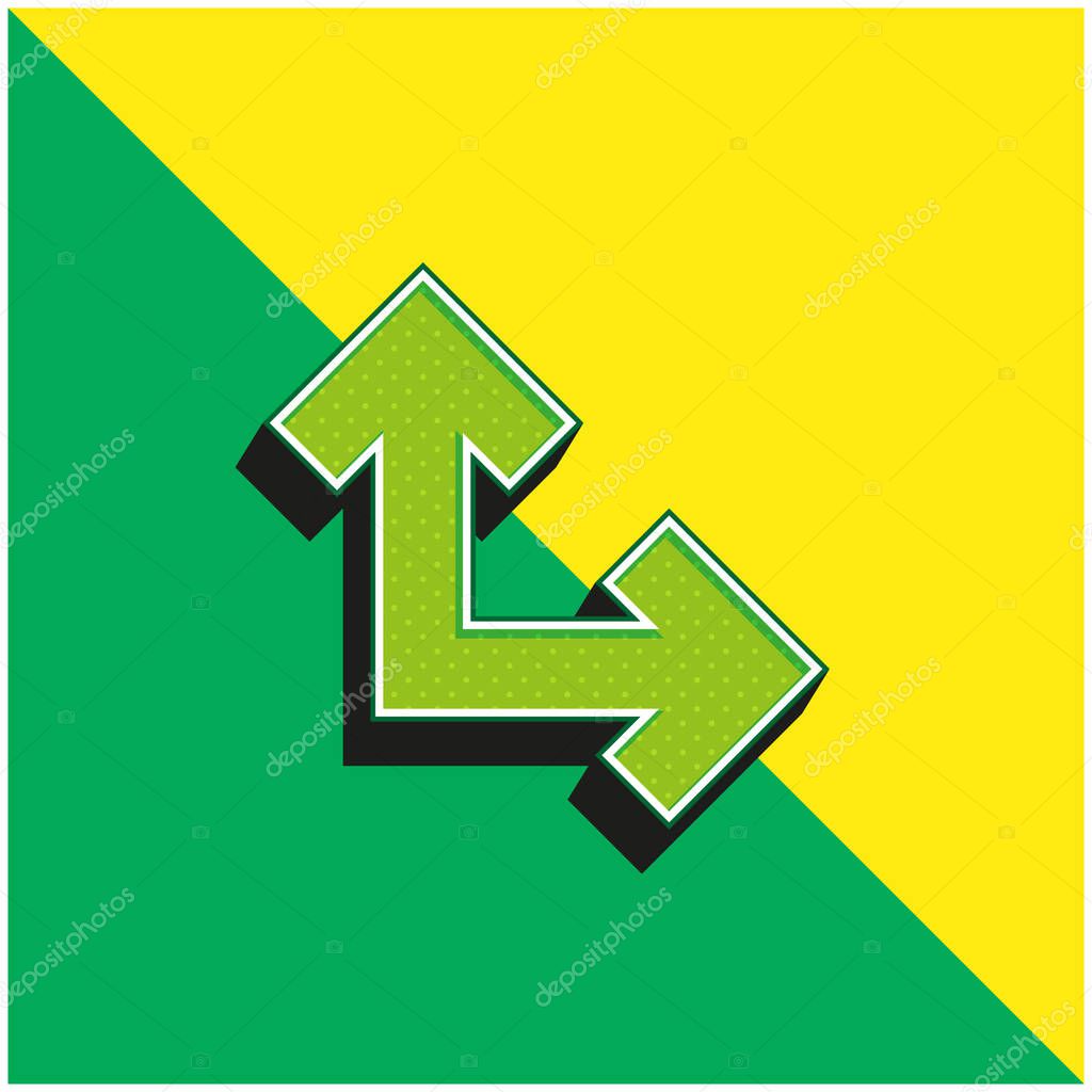 Arrows In Right Angle Green and yellow modern 3d vector icon logo