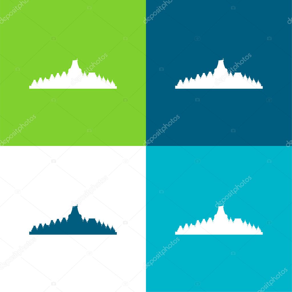Borobudur Flat four color minimal icon set