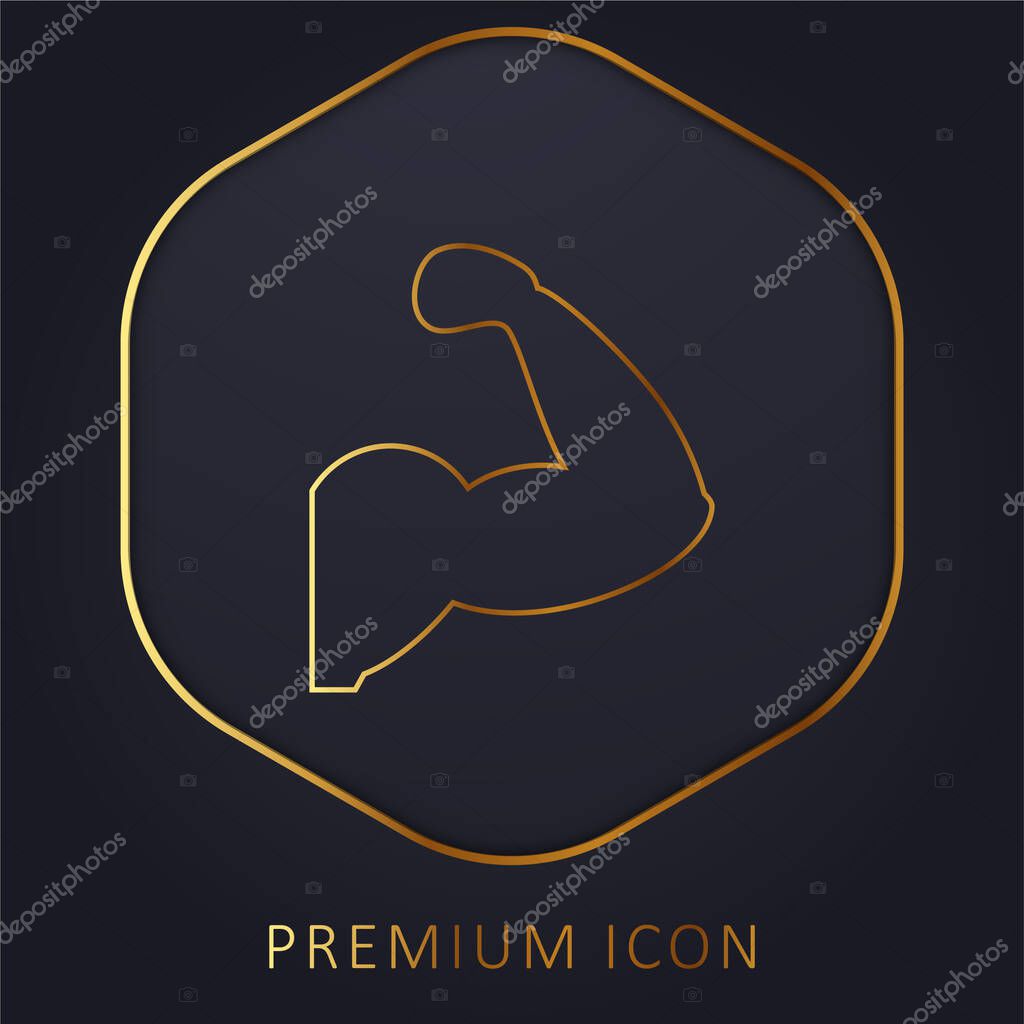 Arm Muscles Silhouette golden line premium logo or icon