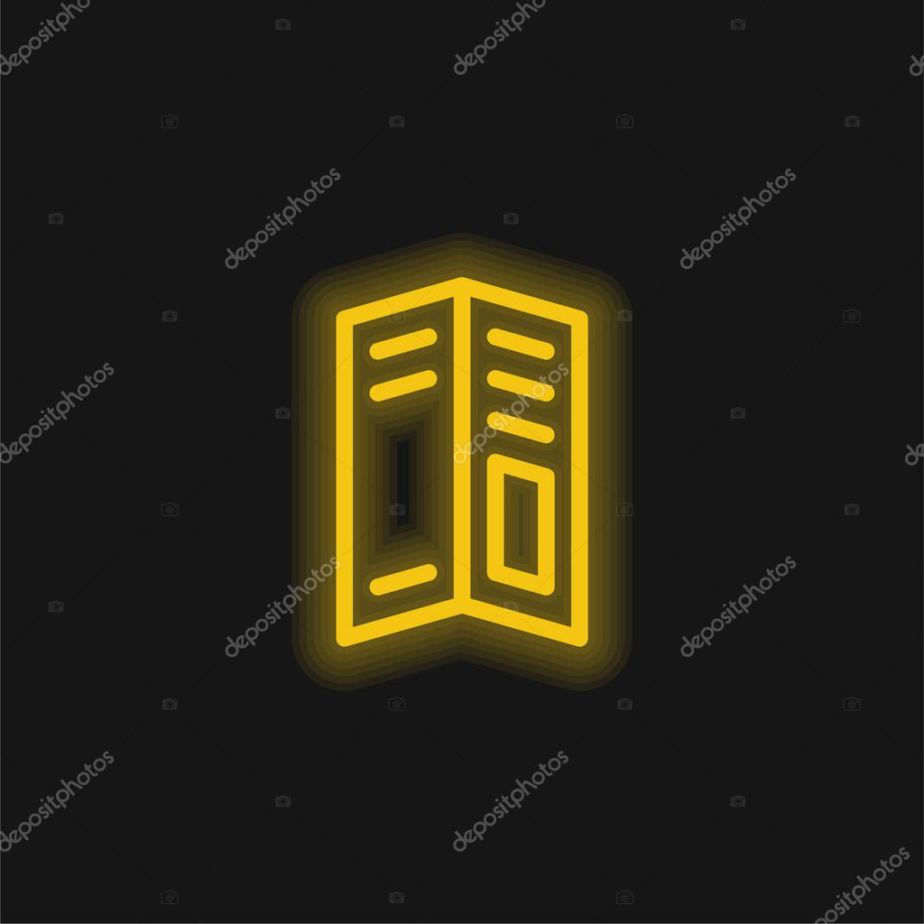 Big Brochure yellow glowing neon icon