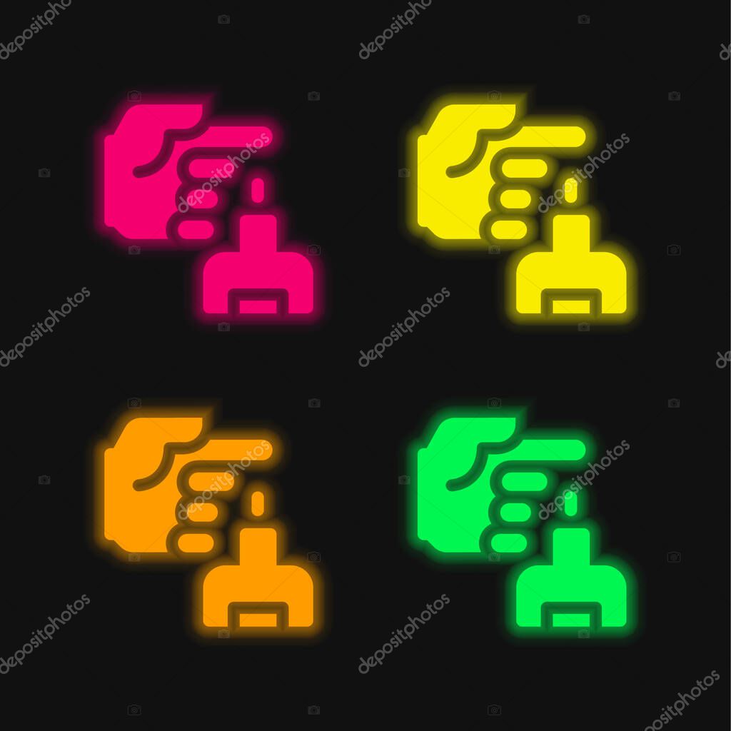 Blood four color glowing neon vector icon