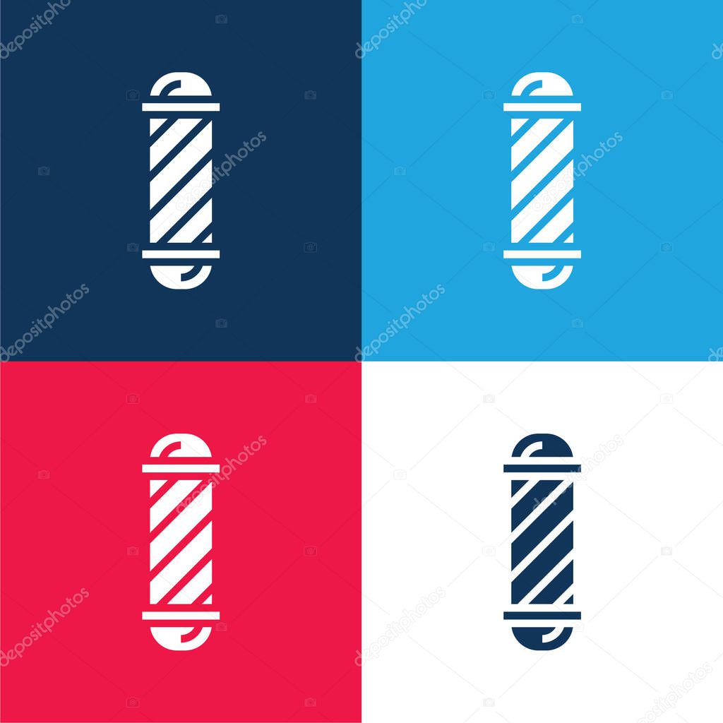 Barber Pole blue and red four color minimal icon set